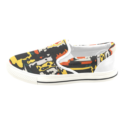 Distorted shapes in retro colors Slip-on Canvas Shoes for Kid (Model 019)
