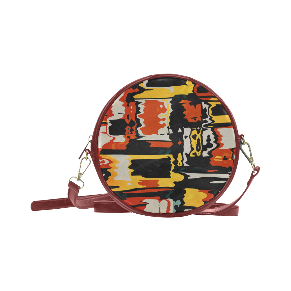 Distorted shapes in retro colors Round Sling Bag (Model 1647)