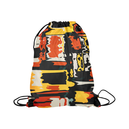 Distorted shapes in retro colors Large Drawstring Bag Model 1604 (Twin Sides)  16.5"(W) * 19.3"(H)