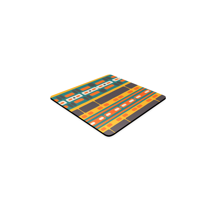 Rectangles in retro colors texture Square Coaster