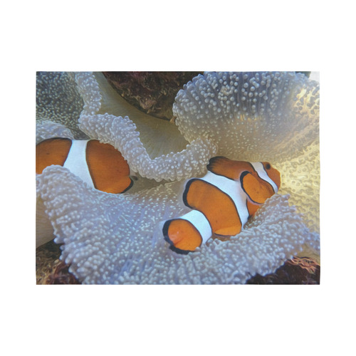 Clown Fish in Coral Reef Cotton Linen Wall Tapestry 80"x 60"