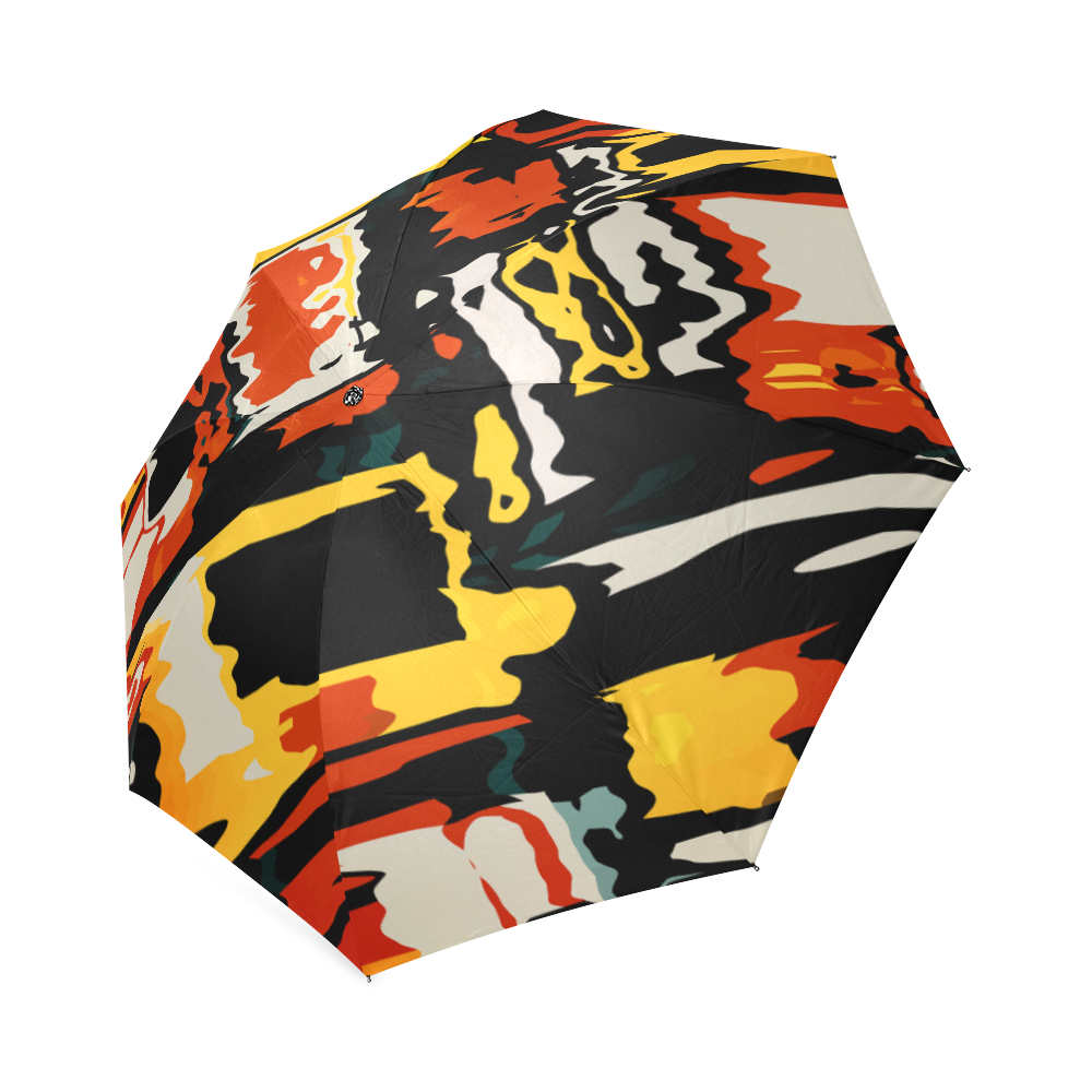 Distorted shapes in retro colors Foldable Umbrella (Model U01)