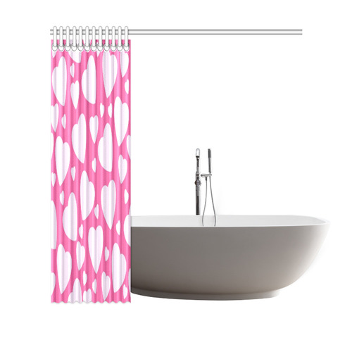 Pale Pink Hearts Shower Curtain 69"x70"