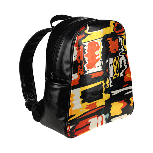 Distorted shapes in retro colors Multi-Pockets Backpack (Model 1636)
