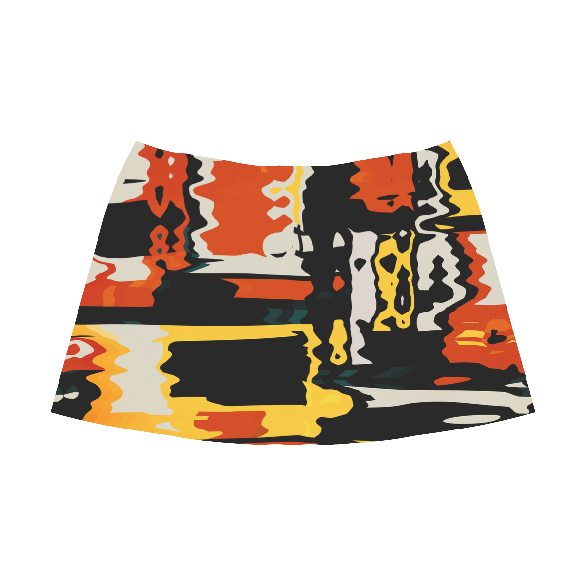 Distorted shapes in retro colors Mnemosyne Women's Crepe Skirt (Model D16)