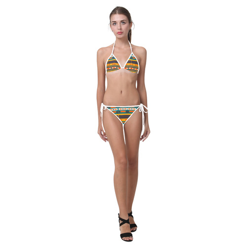 Rectangles in retro colors texture Custom Bikini Swimsuit (Model S01)