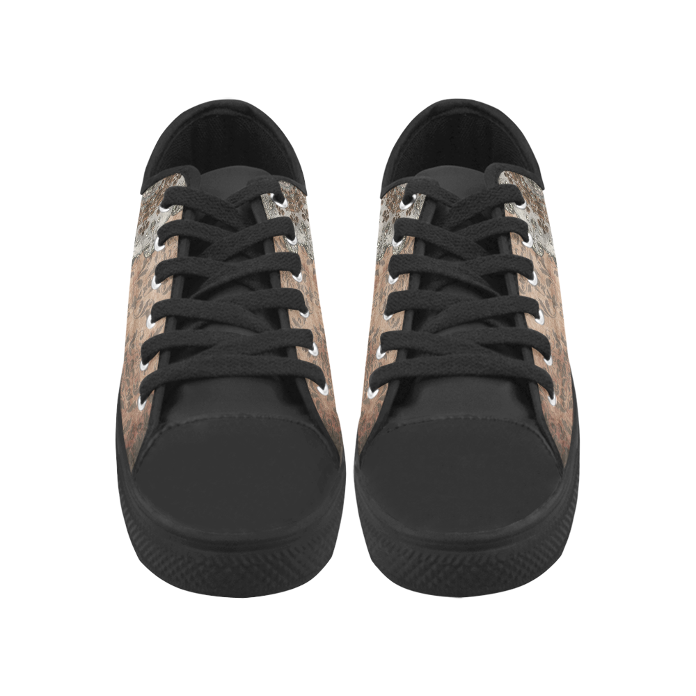 Elegant grey brown vintage mandalas Aquila Microfiber Leather Women's Shoes/Large Size (Model 031)