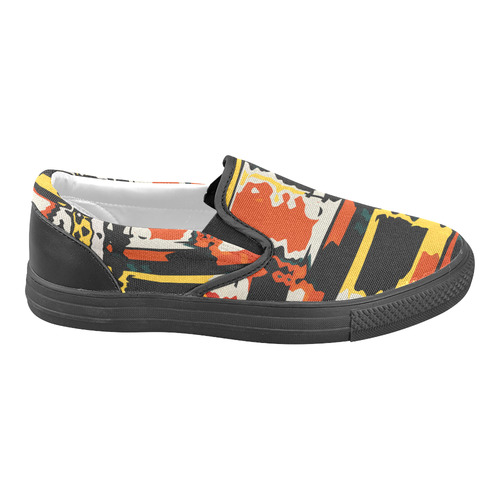 Distorted shapes in retro colors Men's Unusual Slip-on Canvas Shoes (Model 019)