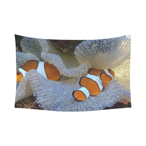 Clown Fish in Coral Reef Cotton Linen Wall Tapestry 90"x 60"
