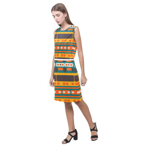Rectangles in retro colors texture Eos Women's Sleeveless Dress (Model D01)