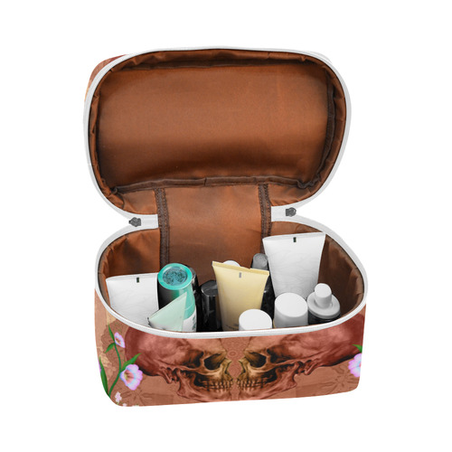 Awesome skulls with flowres Cosmetic Bag/Large (Model 1658)