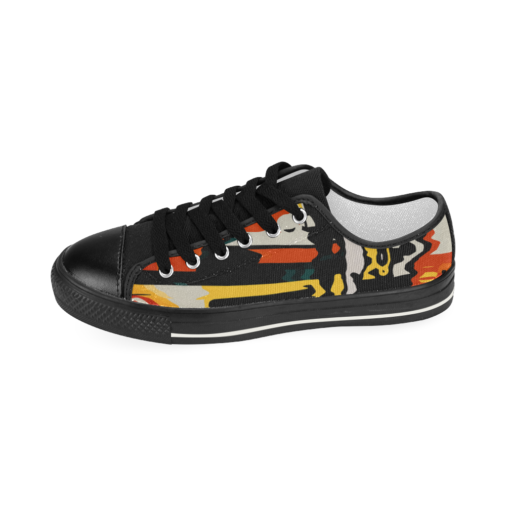 Distorted shapes in retro colors Women's Classic Canvas Shoes (Model 018)