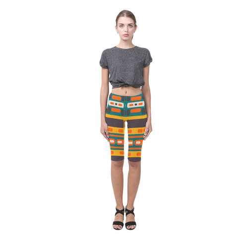 Rectangles in retro colors texture Hestia Cropped Leggings (Model L03)