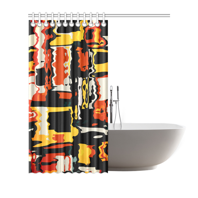 Distorted shapes in retro colors Shower Curtain 72"x72"