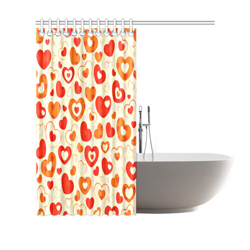 Orange Hearts Shower Curtain 69"x70"