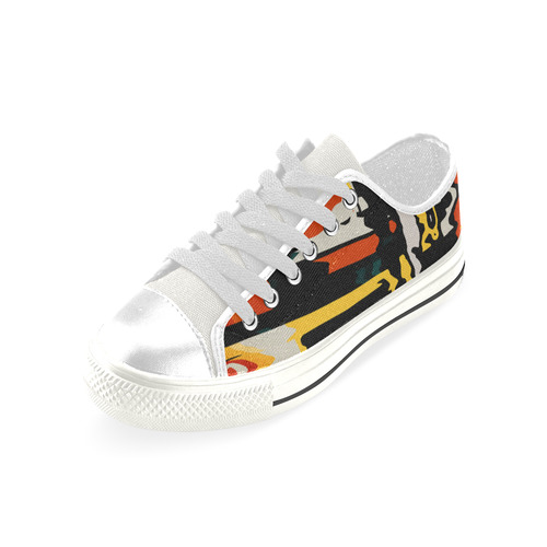 Distorted shapes in retro colors Low Top Canvas Shoes for Kid (Model 018)