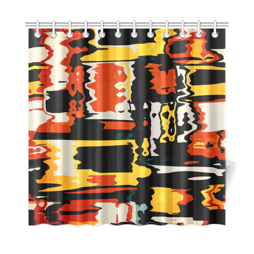Distorted shapes in retro colors Shower Curtain 72"x72"