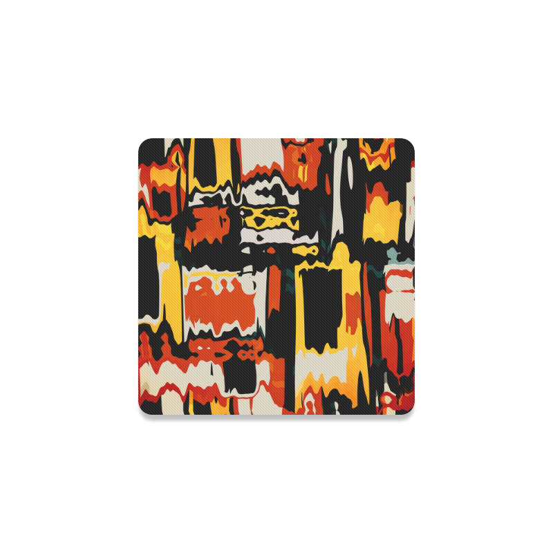 Distorted shapes in retro colors Square Coaster