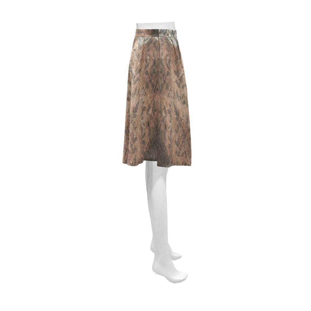 Elegant grey brown vintage mandalas Athena Women's Short Skirt (Model D15)