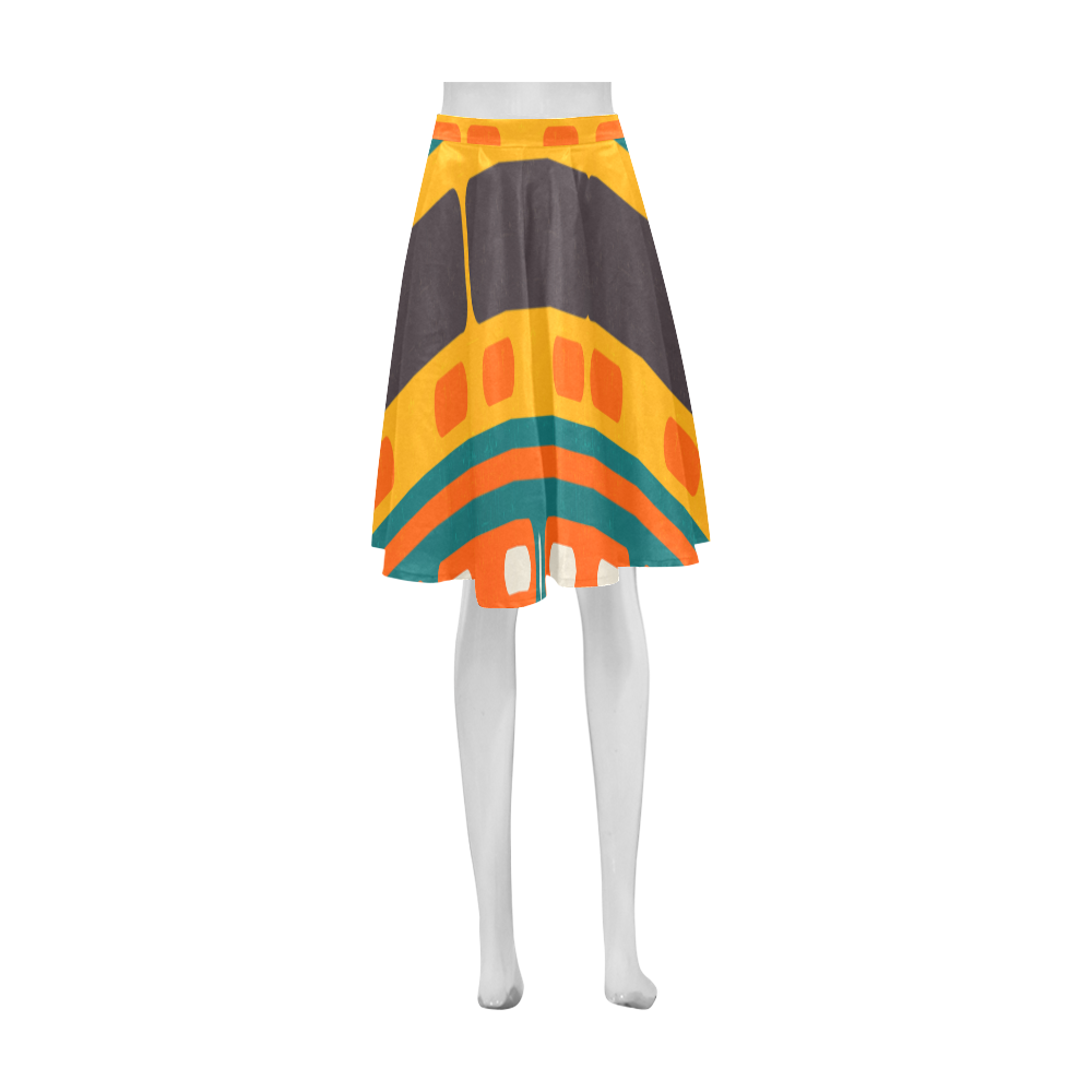 Rectangles in retro colors texture Athena Women's Short Skirt (Model D15)