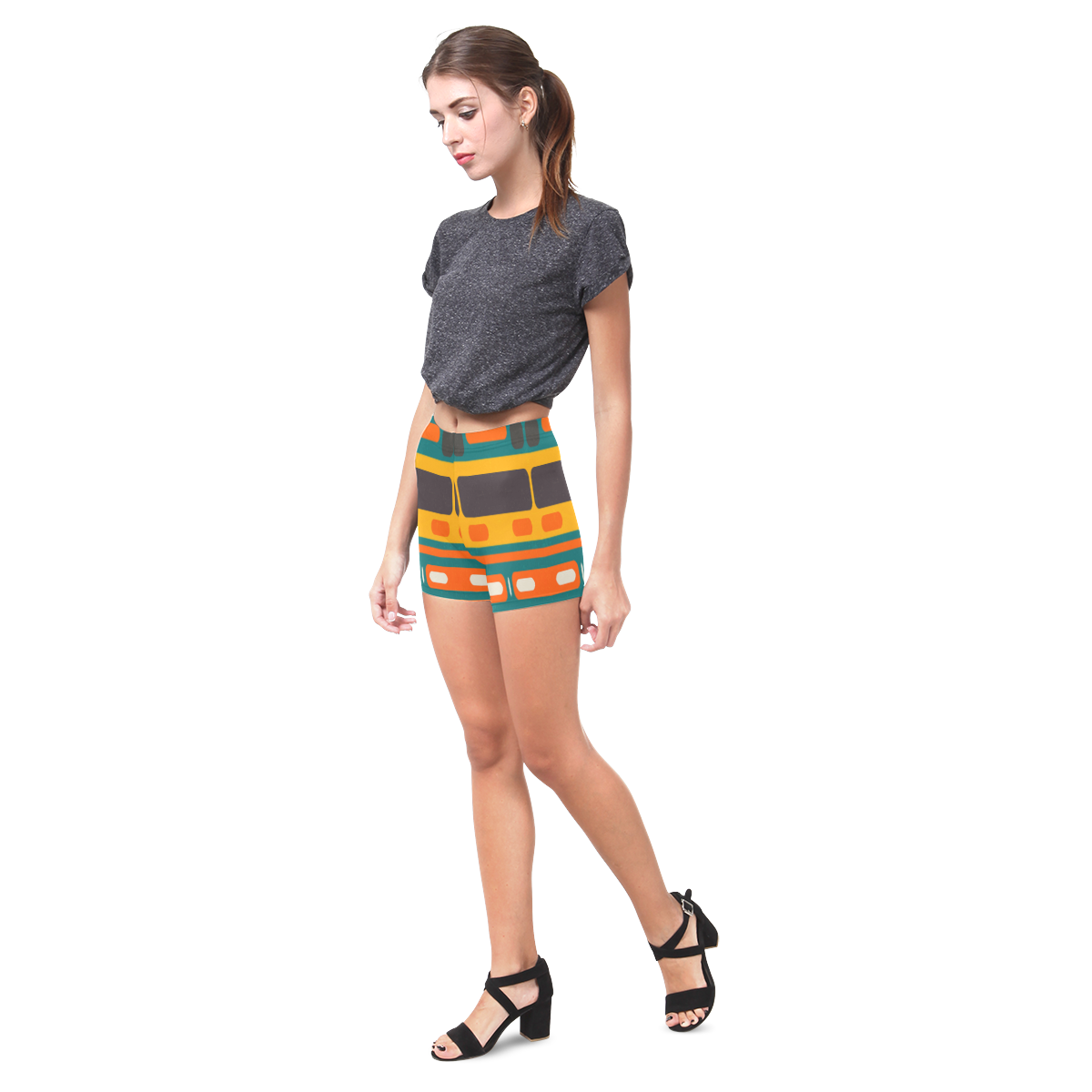 Rectangles in retro colors texture Briseis Skinny Shorts (Model L04)