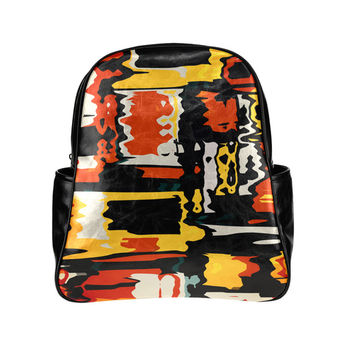 Distorted shapes in retro colors Multi-Pockets Backpack (Model 1636)