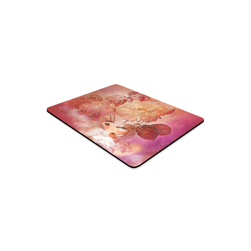 Hearts with flowers soft colors Rectangle Mousepad