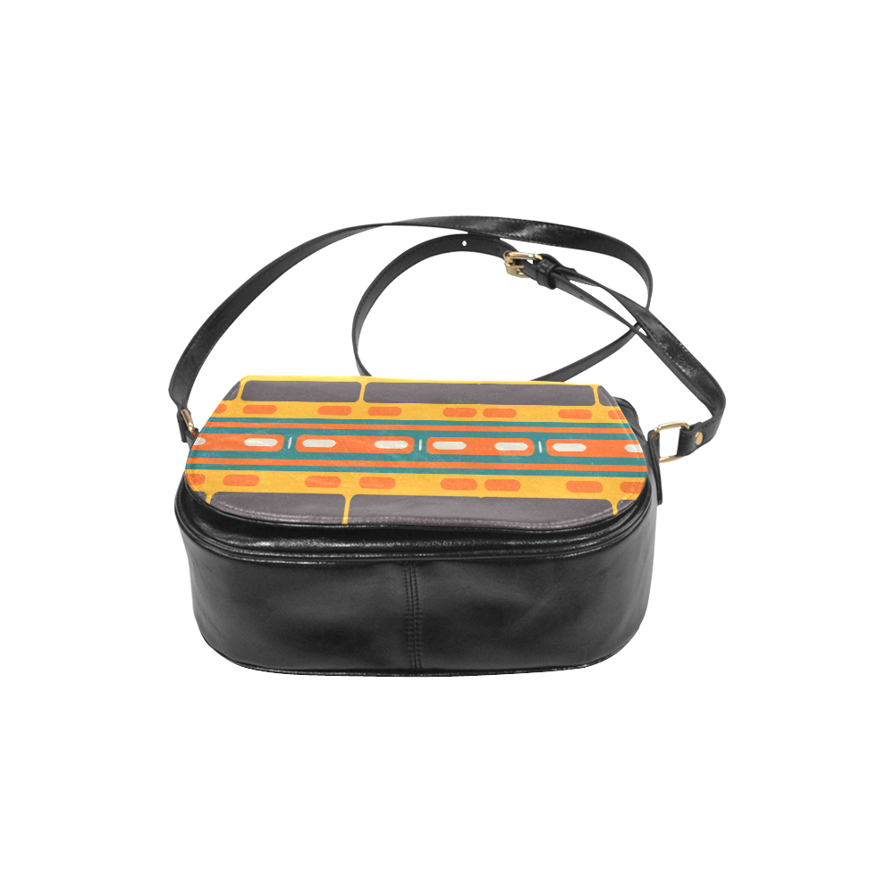 Rectangles in retro colors texture Classic Saddle Bag/Large (Model 1648)