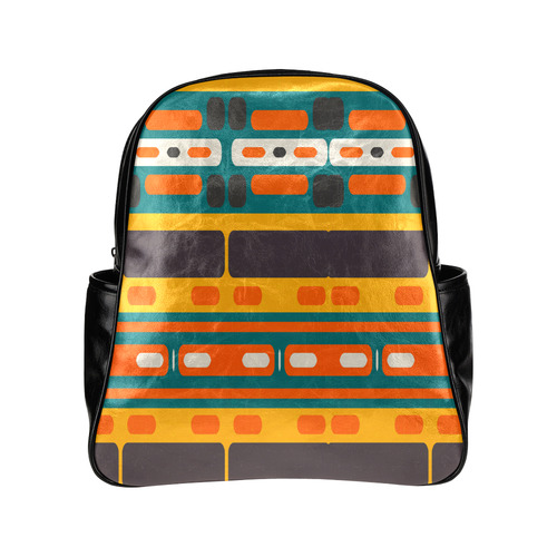 Rectangles in retro colors texture Multi-Pockets Backpack (Model 1636)