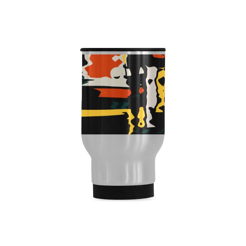 Distorted shapes in retro colors Travel Mug (Silver) (14 Oz)