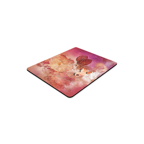 Hearts with flowers soft colors Rectangle Mousepad