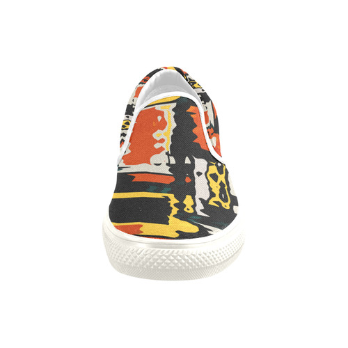 Distorted shapes in retro colors Slip-on Canvas Shoes for Kid (Model 019)