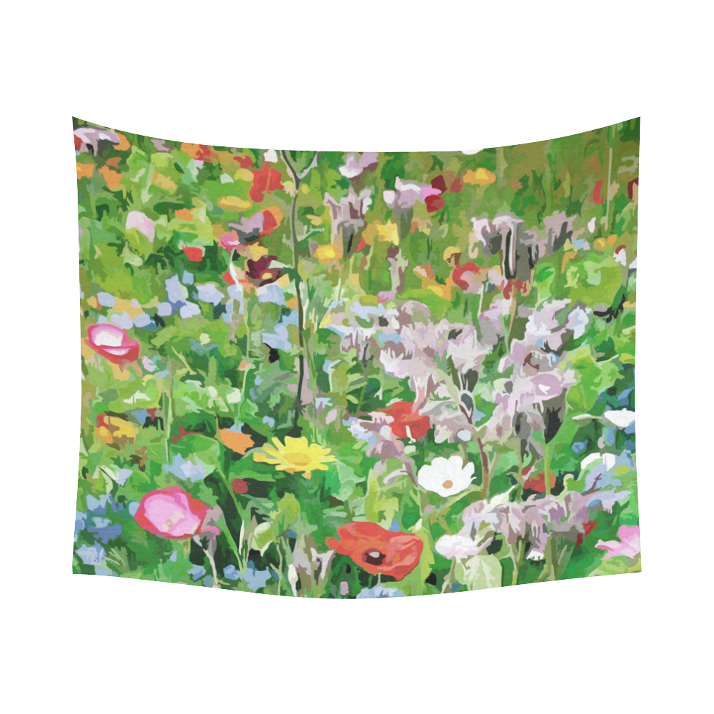 Colorful Flower Garden Floral Landscape Cotton Linen Wall Tapestry 60