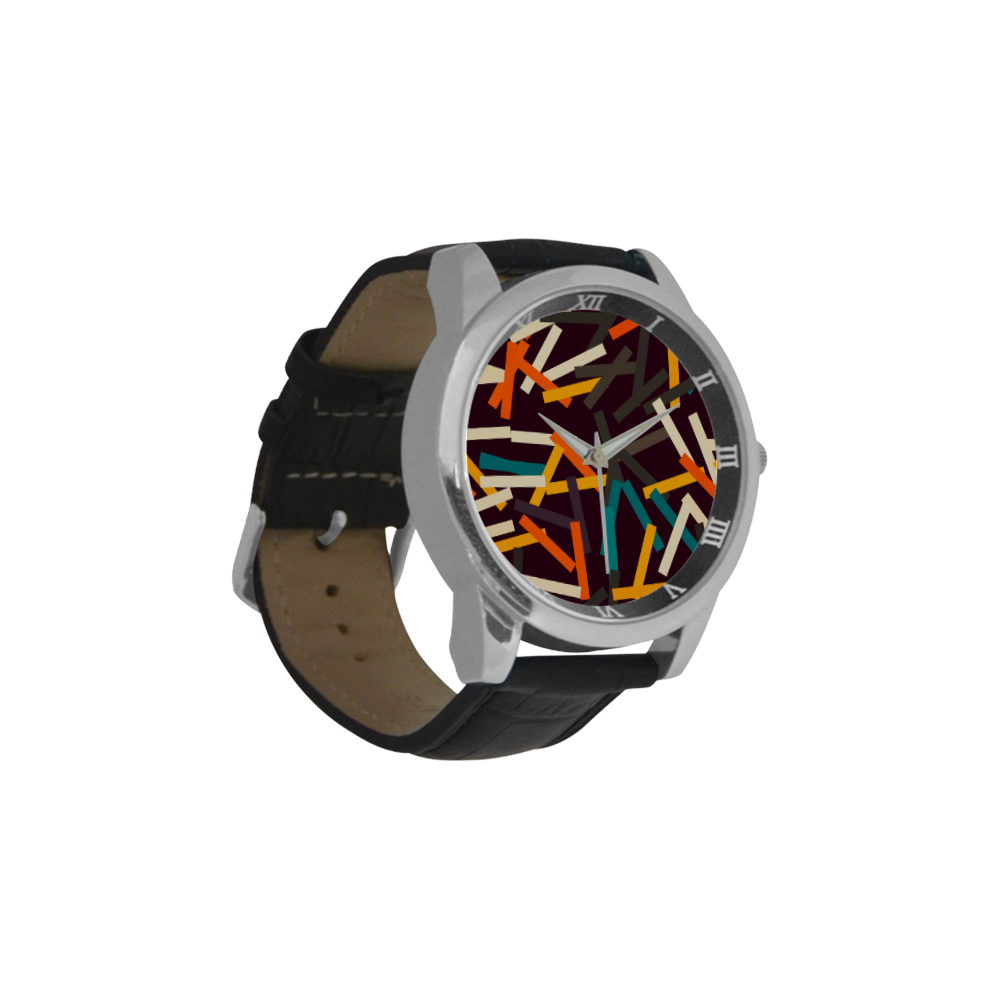 Sticks Men's Leather Strap Large Dial Watch(Model 213)