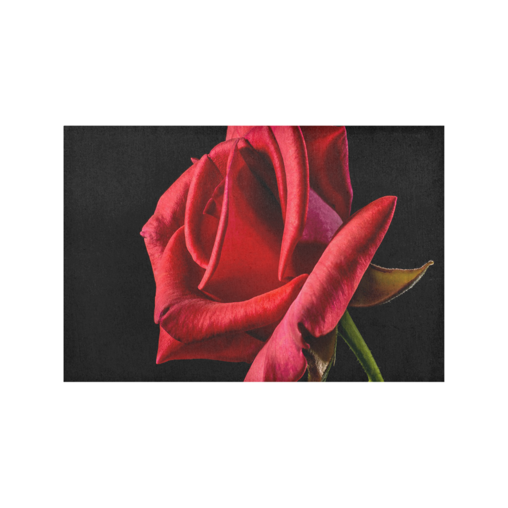 Beautiful Bright Red Rose Closeup Placemat 12''x18''