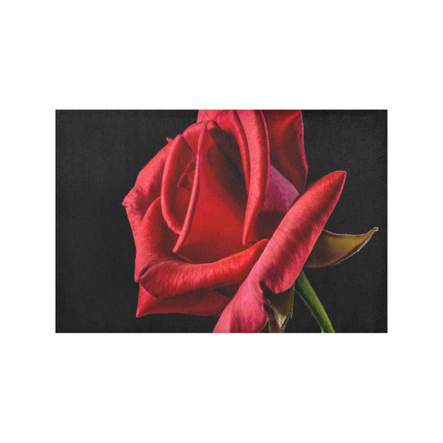 Beautiful Bright Red Rose Closeup Placemat 12''x18''