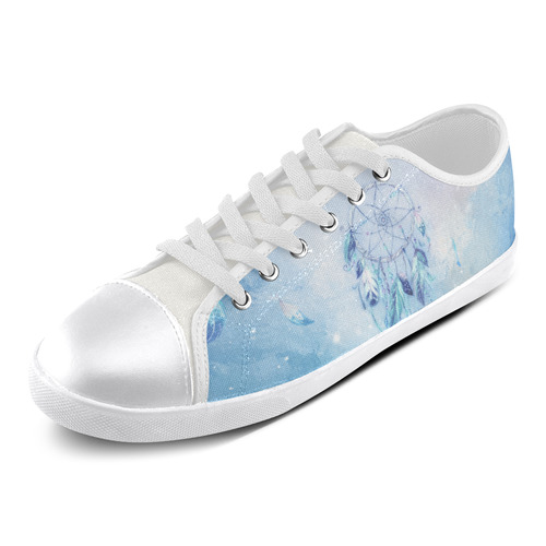 A wounderful dream catcher in blue Canvas Shoes for Women/Large Size (Model 016)