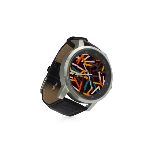 Sticks Unisex Stainless Steel Leather Strap Watch(Model 202)