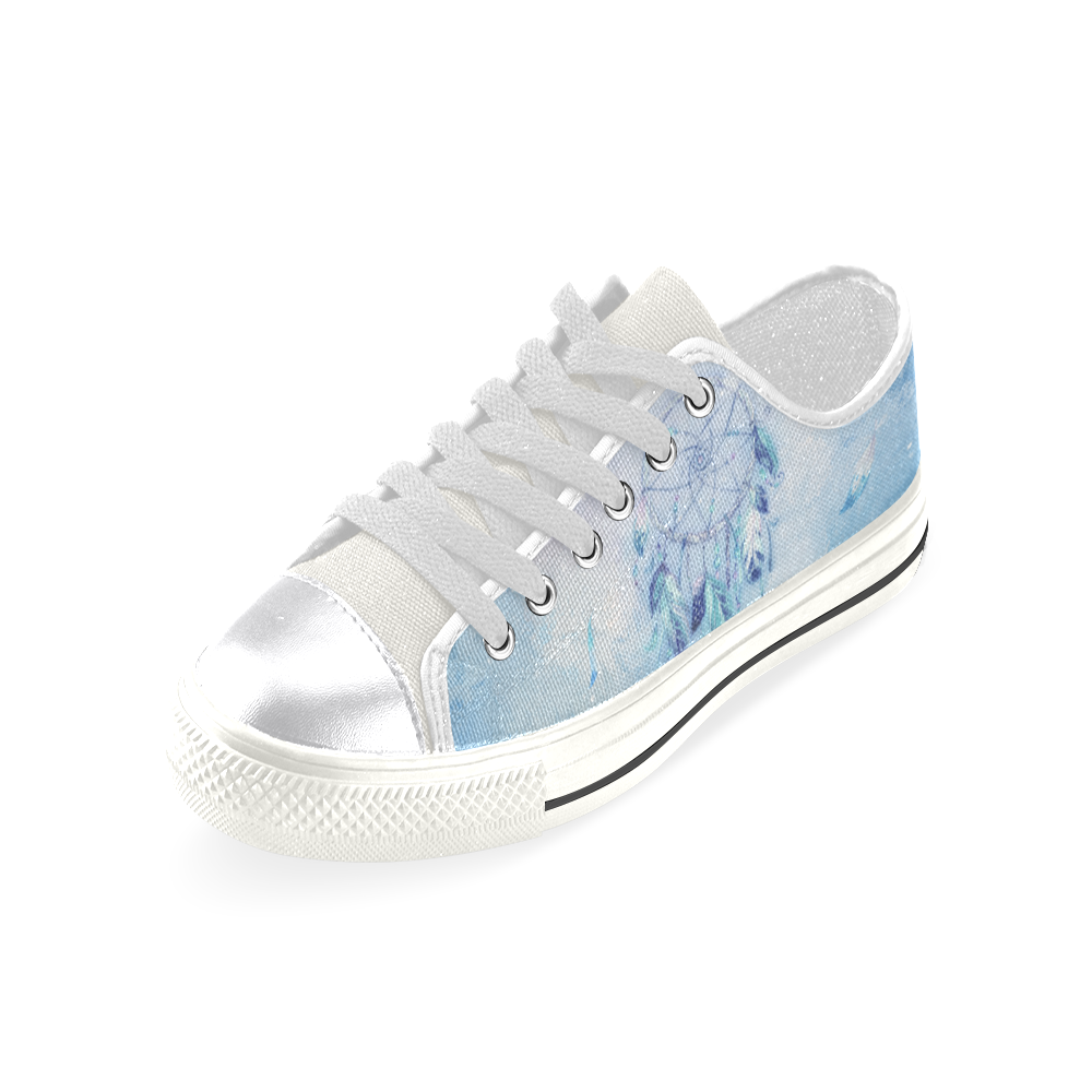 A wounderful dream catcher in blue Canvas Women's Shoes/Large Size (Model 018)