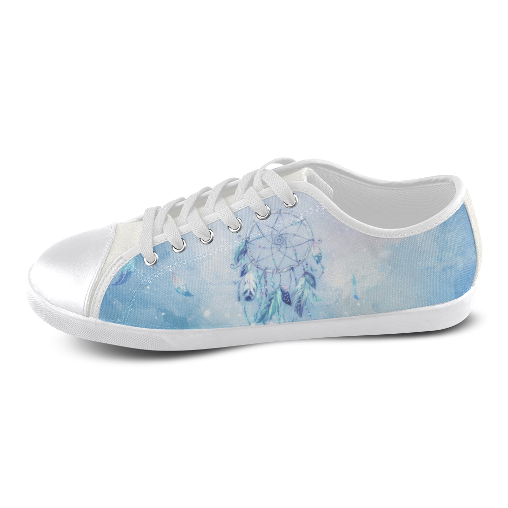 A wounderful dream catcher in blue Canvas Shoes for Women/Large Size (Model 016)