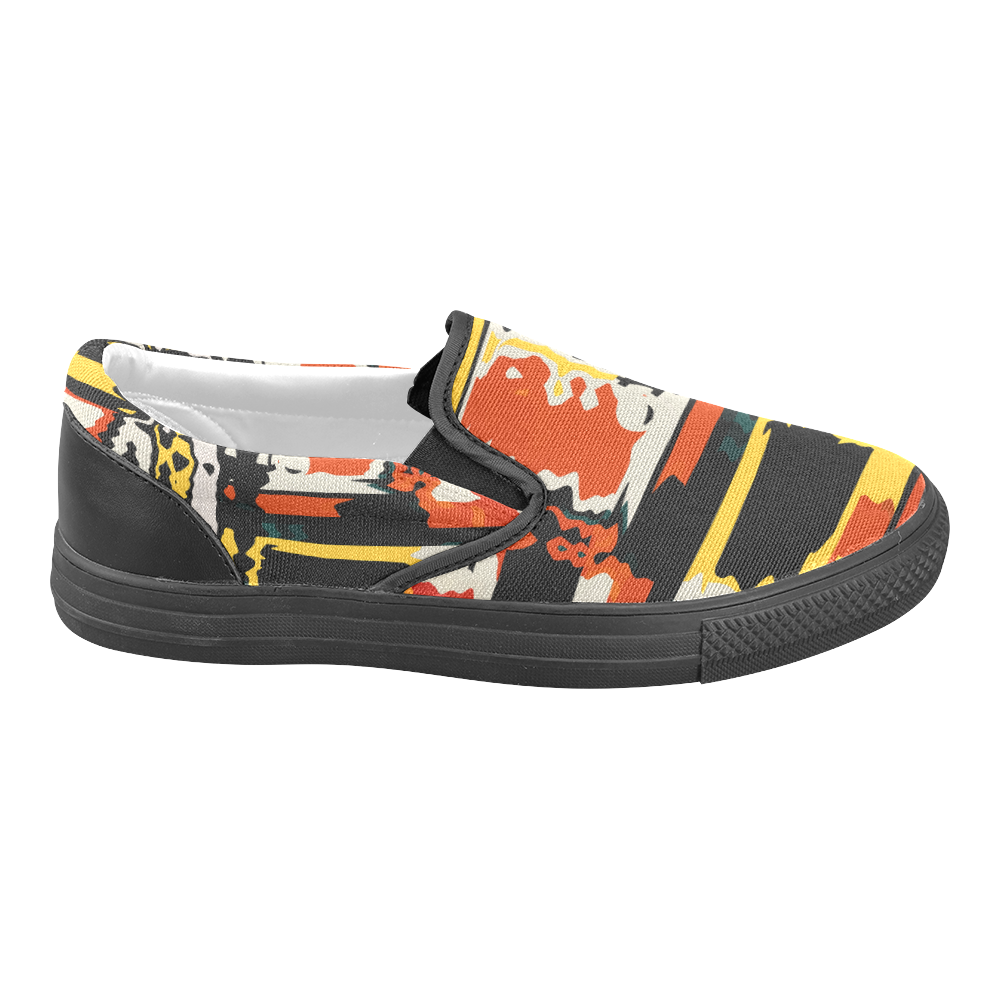 Distorted shapes in retro colors Women's Unusual Slip-on Canvas Shoes (Model 019)