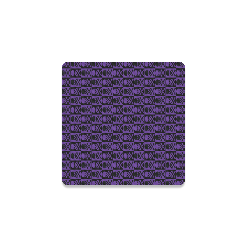 Gothic style Purple & Black Skulls Square Coaster