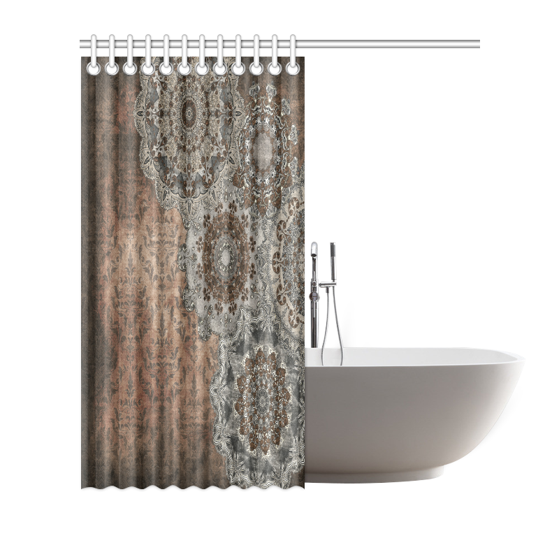 Elegant grey brown vintage mandalas Shower Curtain 72"x72"