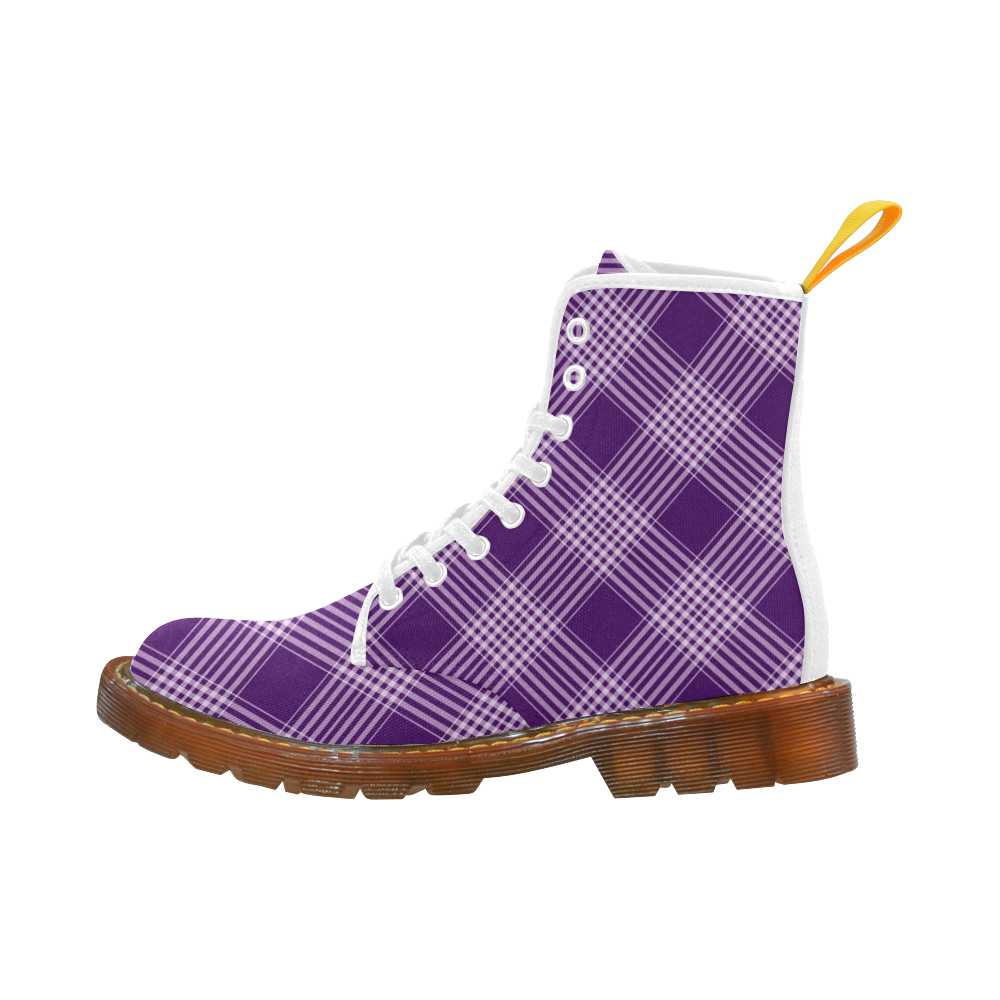 Royal Purple And White Plaid Martin Boots For Women Model 1203H