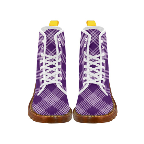 Royal Purple And White Plaid Martin Boots For Women Model 1203H