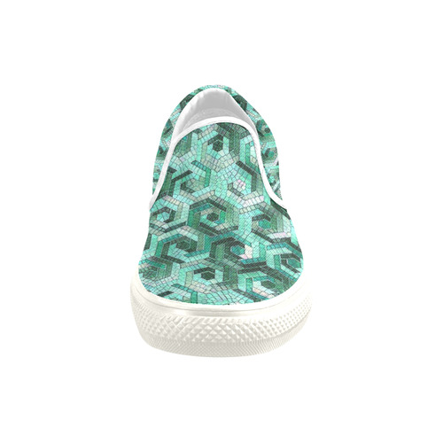 Pattern Factory 23 teal by JamColors Women's Unusual Slip-on Canvas Shoes (Model 019)