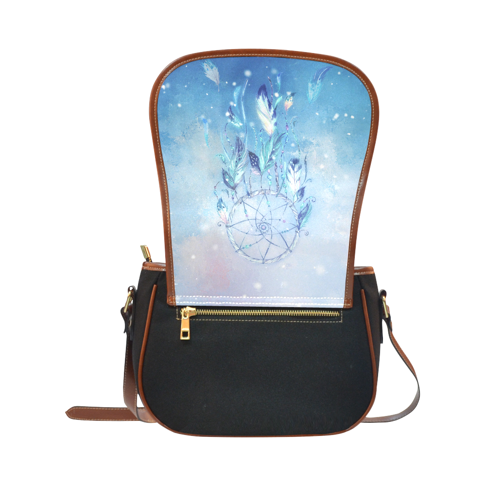A wounderful dream catcher in blue Saddle Bag/Small (Model 1649)(Flap Customization)