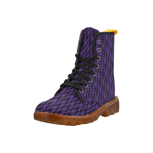 Gothic style Purple and Black Skulls Martin Boots For Women Model 1203H
