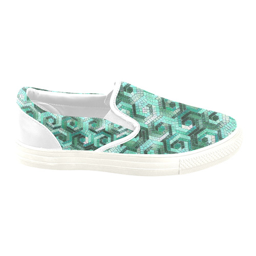 Pattern Factory 23 teal by JamColors Women's Unusual Slip-on Canvas Shoes (Model 019)
