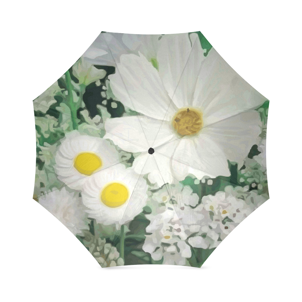 Cute Daisies White Gold Floral.Landscape Foldable Umbrella (Model U01